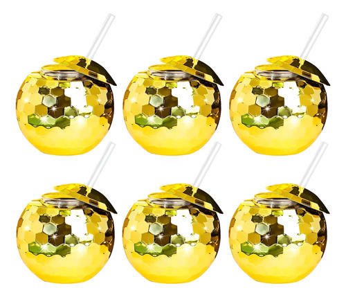 6 Fiesta Copa Espejo 600ml Disco Ball Bola Esfera Y Popote | MercadoLibre