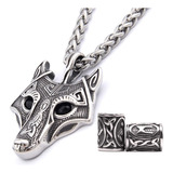 Collar Con Colgante Gungneer Viking Wolf Fenrir Para Hombres