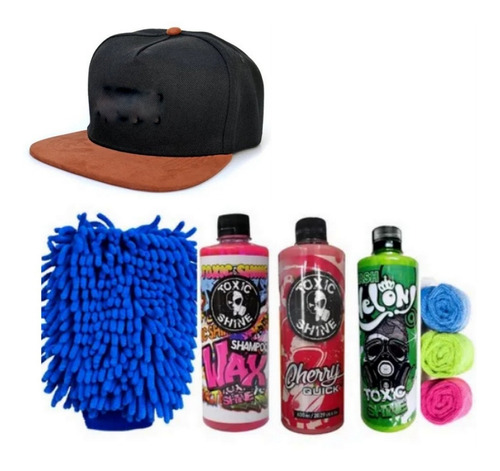 Kit De Lavado Lustre Toxic Shine 7 Pcs + Gorra V Completo