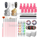 Kit Decoración De Uñas Nail Art Glitter Carrusel Cintas 