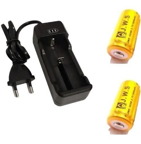 Carregador + 2 Bateria 16340 Recarregável 3.7v 5800mah