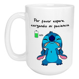 Taza Cerámica Gigante 425 Ml Stitch Paciencia Café Té 