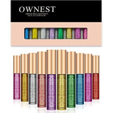 Set De Delineadores De Ojos Ownest Con Glitter 10 Unidades Color Rosa