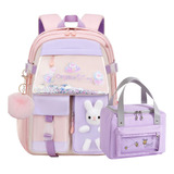 Mochila Kawaii Con Forma De Conejito Para Niñas, Con Loncher