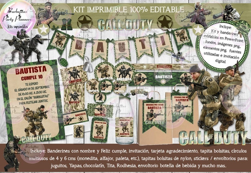 Kit Imprimible Candy Bar Call Of Duty Editable