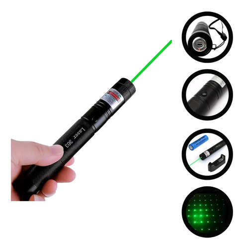 Caneta Laser Pointer Verde Forte Alcance 50km Recarregável