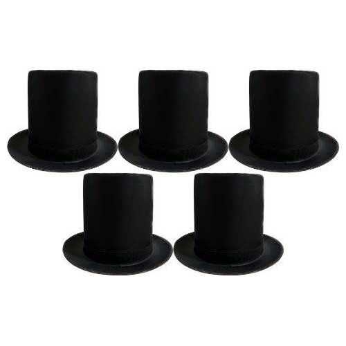 5 Sombrero Copa Alta Chistera Mago Catrín Mayoreo 5 Pzas
