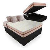 Cama Box C Baú Viúva + Colchão De Mola Ensacada Classic Bege