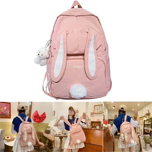 Mochila Con Orejas De Conejo Para Niña, Mochila Escolar De G