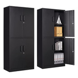 Gabinete Almacen De Metal Color Negro 71p 4 Puertas Peukc 