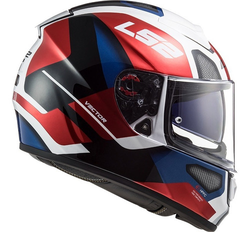 Capacete Ls2 Ff397 Vector Automat Vermelho/branco/azul