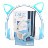 Audífonos Inalámbricos Cat Azul Gato Luces Rgb Niños Musica