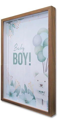 Quadro Cofre Porta Objetos Baby Boy Madeira 90 X 60cm