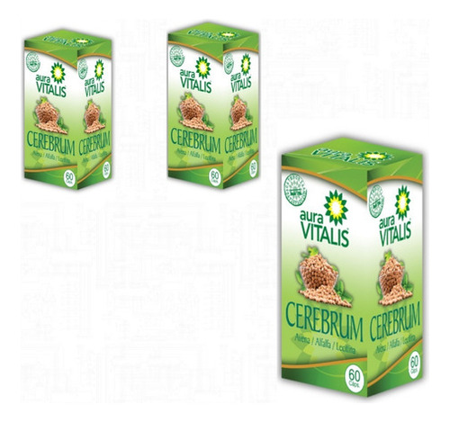 Cerebrum 3 Fras 60 Caps C/u Avena Alfalfa Lecitina De Soya Sabor Natural A.v