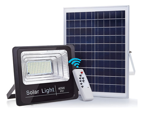 Reflector Led Con Panel Solar 40w Exterior Control Remoto 3c