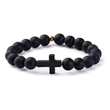 Pulsera Clásica Con Cruz Negra Elevated Faith (negra, Median