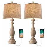 Lámpara De Mesa - Oyears Table Lamp For Living Set 2 Usb Ant