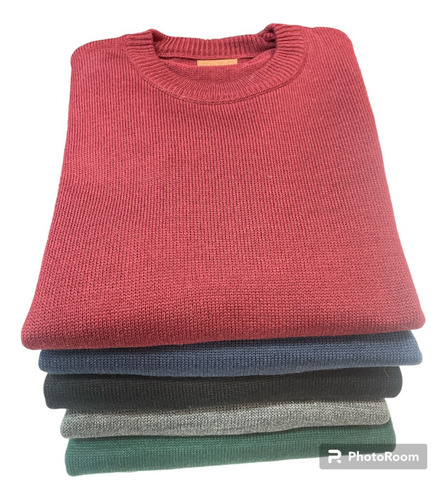 Pullover Sweter Hombre Liso Cuello Redondo Clasico 5 Colores