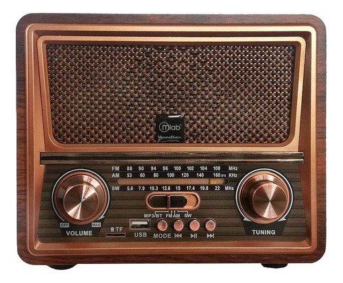 Radio Portátil Bluetooth Retro Vennetian Mlab Usb Am Fm