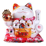 Adorno Feng S De Cerámica Con Forma De Gato Maneki Neko, 2 U