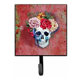 Perchero De Calaveras Y Flores Rojas Para Llaves