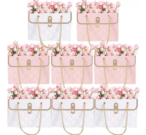 Caja De Papel Tipo Ramo De 8 Piezas, Bolsa De Floristería Pa