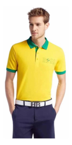 Playera Tipo Polo Hugo Boss Paddy Flag  Brasil L