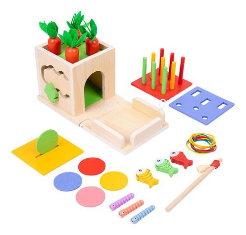 Bom Conjunto De Caixa De Brinquedos De Madeira Montessori