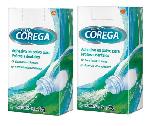 Paxk X 2 Ultra Corega Polvo Adhesivo Sabor Menta X 22g