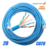 Cabo De Rede Cat6 Ethernet Lan Gigabit - 20 Metros - Montado