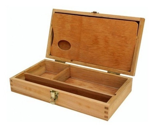 Caja Madera Guindo Corta Porta Pinceles Accesorios C/ Paleta