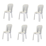 Silla Plástica Blanca Apilable Antideslizante X6u.(6-6354)