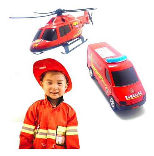 Helicóptero De Brinquedo Grande + Carrinho Militar Policia