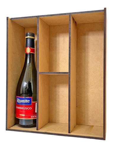 Caja Madera Mdf Para 2 Botellas Y Compartimentos S/botella