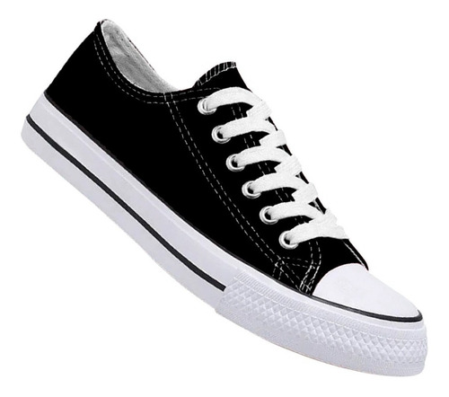 Zapatilla Urbana De lona unisex Casual Negro Y Blanco 7089