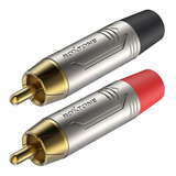 Par De Fichas Roxtone Rca Macho Metalicas Rf2c