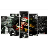 Quadro Decorativo 5 Partes Ayrton Senna 56 Estilo Mosaico