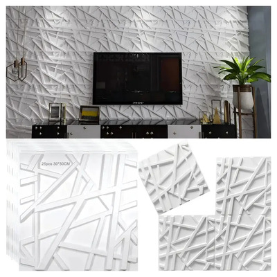 BANNA Paneles Decorativos 3d Pvc 30x30cm 25pcs Paneles De Pared Resistente a rayones y desgaste Fácil instalación Para interior, cocina, baño, balcón y oficina | Envío gratis