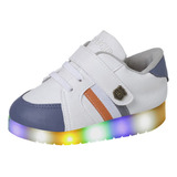 Tenis De Menino Com Luzinha Led Infantil Masculino Branco