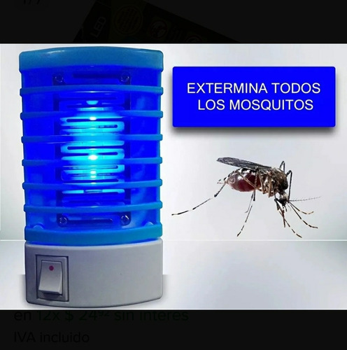 Luz De Noche Exterminador Electrico De Insectos Led Azul