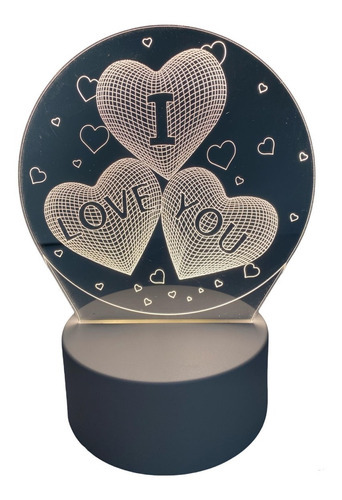 Abajur De Led 3d Luminária De Mesa Embuled Usb Cor Da Cúpula I Love You Cor Da Estrutura Branco