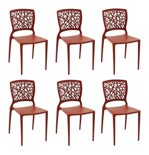 Kit 6 Cadeiras Joana Terracota Tramontina 92058/242