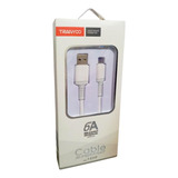 Cable Micro Usb 6a Carga Rapida Datos 1 Metro Celular Tablet Color Blanco