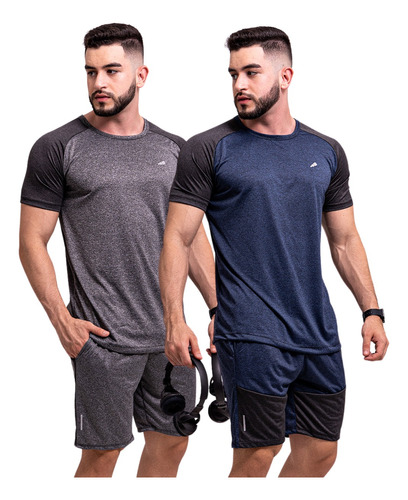 Kit 2 Conjuntos Masculinos Para Academia Fitness Corrida Dry