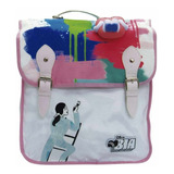 Mochila Bia Disney Pintura Con Squishy Rosa Color Blanco Diseño De La Tela