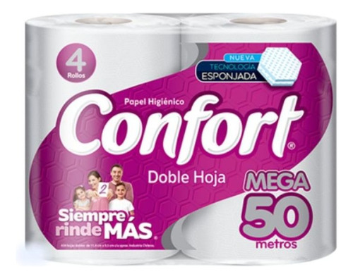 Papel Higienico Confort Doble Hoja 50 M 4 Un.