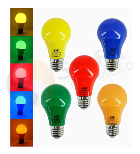 15 Lâmpadas Led Decorativa A60 Color 7w Bivolt E27