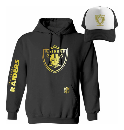 Kit Sudadera + Gorra Sublimada Estilo Las Vegas Raiders Gold