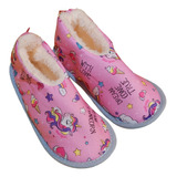 Pantuflas Cerradas Con Piel Niñas Unicornios Margon