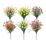 Flores Artificiales Para Exteriores, 6 Paquetes De Plantas A